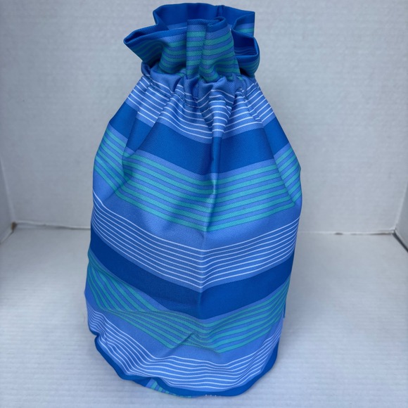 Vera Bradley Blue Green Striped Drawstring Bucket Bag Travel Pouch Organizer - Picture 4 of 10
